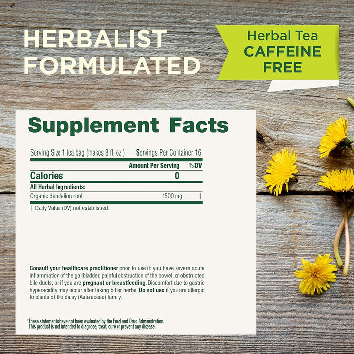 Tea, Organic Roasted Dandelion Root, Supports Kidney Function & Healthy Digestion, 96 Tea Bags (6 Pack) Tea USA Naty Shop