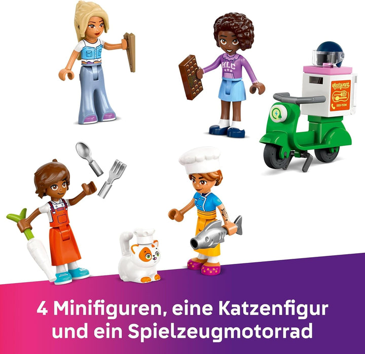 Restaurant și școală de gătit LEGO Friends, set de joacă de rol, jucărie educativă pentru copii de la 8 ani, promovează dezvoltarea socială, cadou de ziua de naștere sau de Crăciun pentru fete 42655
