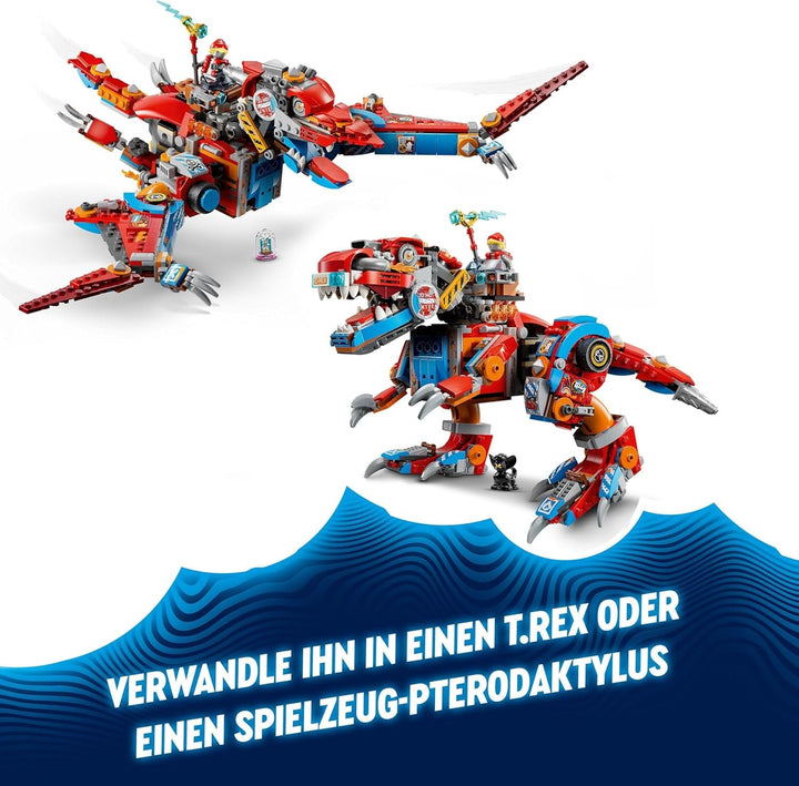 LEGO Dreamzzz 2-In-1 Coopers Dino-Mech C-Rex, jucărie Pterodactyl, T.Rex figurină de acțiune pentru băieți și fete, jucărie creativă, set de aventură, cadou pentru copii de la 9 ani 71484