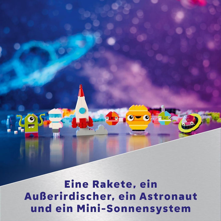 LEGO Classic Creative Space Planets, model construibil al sistemului solar pentru copii, jucărie spațială cu rachetă, navă spațială, planete și extratereștri, cadou pentru copii, băieți și fete de la 5 ani 11037