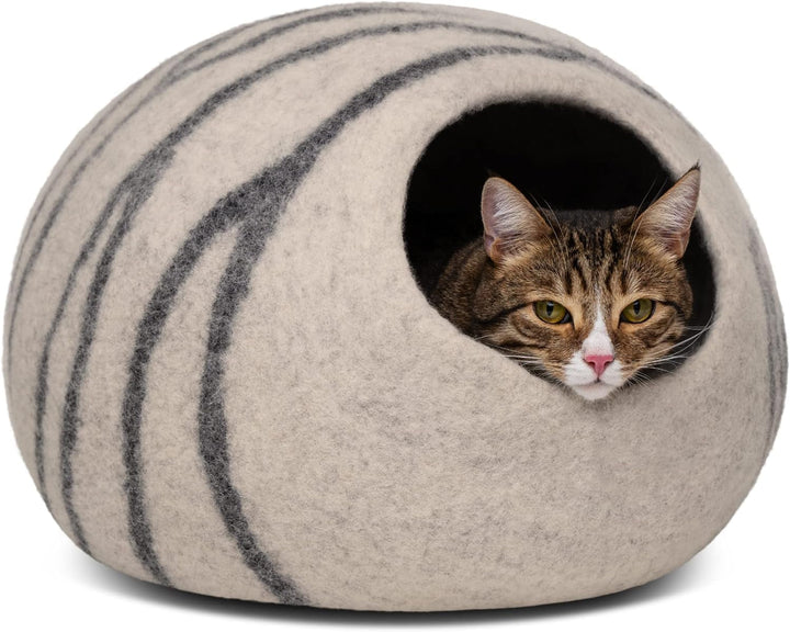 MEOWFIA Pat pentru Pisici Peșteră – Paturi ecologice din lână 100% Merino pentru pisici și pisoi