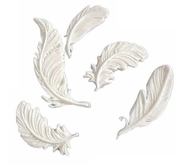 Set decoratiuni comestibile din zahar, Pene albe - Nati Shop