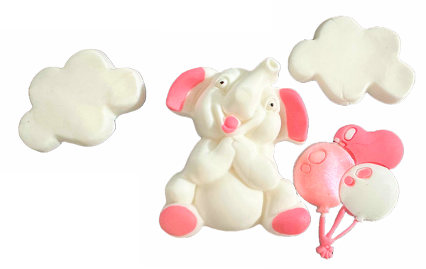 Set decoratiuni comestibile din zahar, Elefant roz - Nati Shop