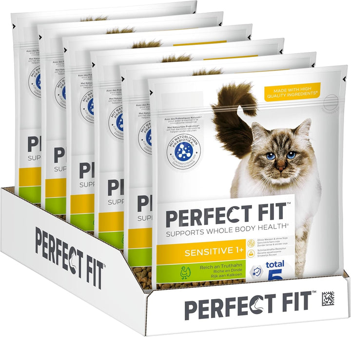 Hrană uscată pentru adulți PERFECT FIT pentru pisici sensibile de peste 1 an - curcan, 7 kg (1 pungă)