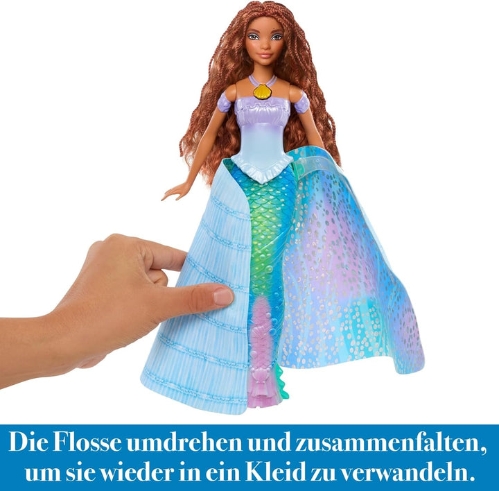 Mattel Disney Princess Ariel Doll, Inspirată de filmul Mica Sirenă, Transformare: Jucărie om-sirenă, Mobil, Cadouri Disney, Jucării de la 3 ani, HLX13