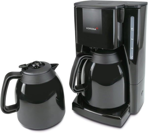 Korona 10311 Cafetieră cu ulcior termo suplimentar - filtru de cafea cu capacitate pentru 8 cești de cafea, negru