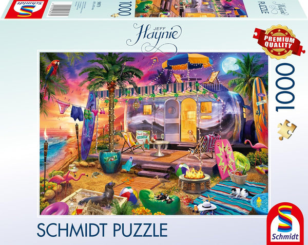 Schmidt Spiele 58573 Jeff Haynie, Mit Dem Wohnwagen Am Meer, puzzle jigsaw 1000 piese