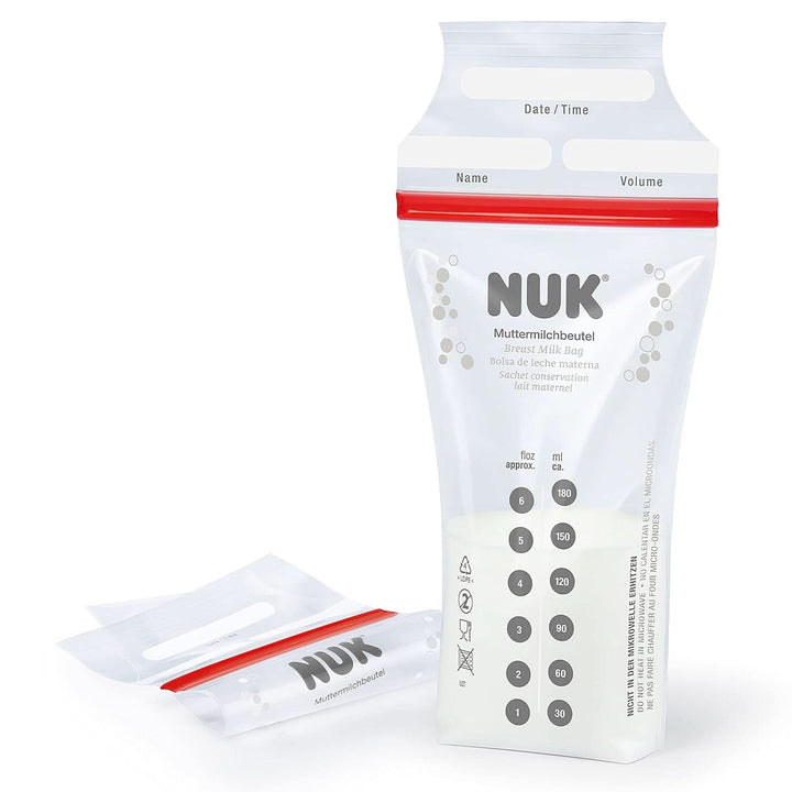 NUK Muttermilchbeutel, Platzsparend & Sofort Verwendbar, 180Ml, 25 Stück, Transparent