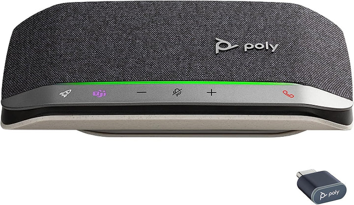 Poly Sync 20+ Personal, portabil Difuzor Bluetooth pentru conferințe (Plantronics) - Anulare ecou/zgomot - Adaptor Bluetooth Usb-C, compatibil: Teams (certificat), Zoom, PC, Mac, telefon mobil