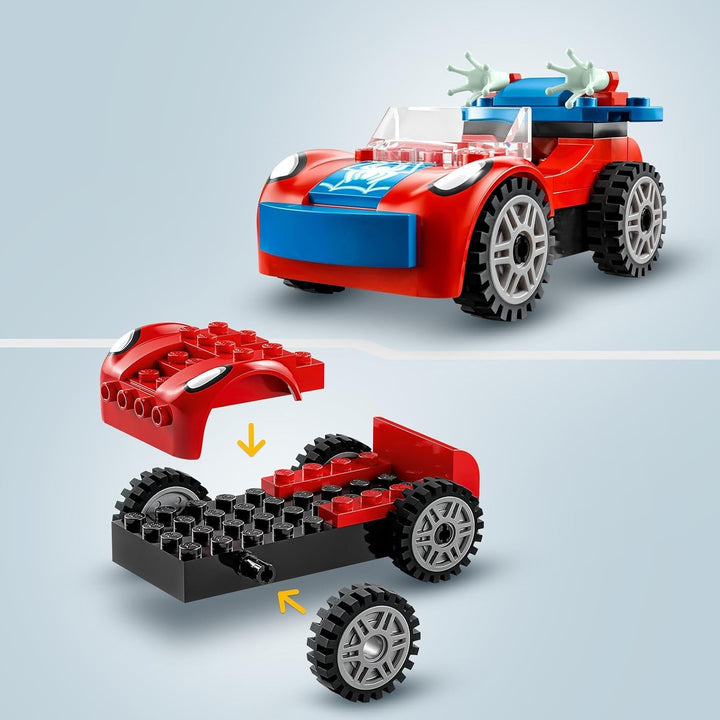 LEGO 10789 Marvel Spider-Man's Car And Doc Ock Set, Spidey And His Super Friends, Jucărie construibilă pentru băieți și fete de la 4 ani, cu piese care strălucesc în întuneric