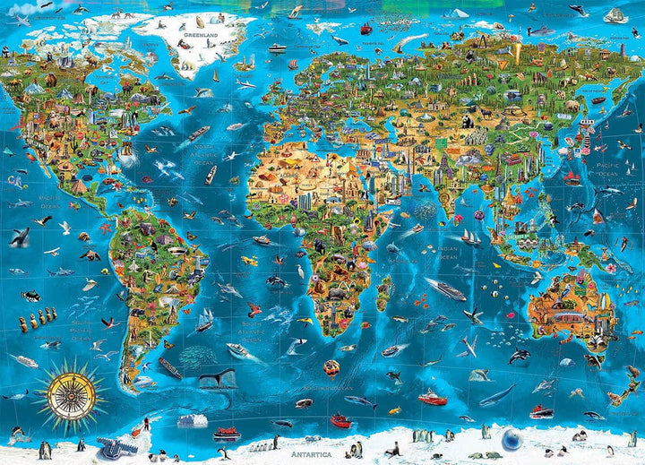Educa - Minunea lumii, puzzle jigsaw 12000 piese adulți și copii de la 14 ani, harta lumii (19057)