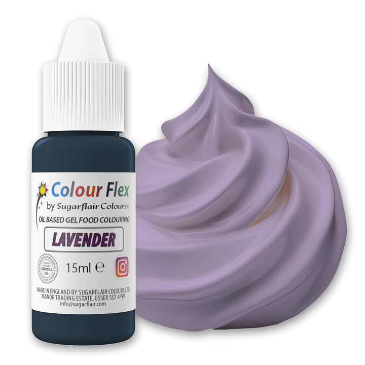 Sugarflair Colourflex Lebensmittelfarbe Auf Ölbasis Lavender, Flüssige Lebensmittel Farbe Hochkonzentriert, Food Coloring Für Buttercreme, Schokolade, Teige, Fondant, Zuckerguss Und Mehr - 15 Ml
