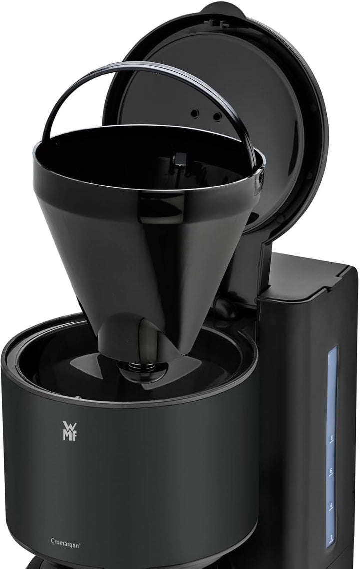 WMF Stelio Aroma filtru de cafea cu ulcior de sticlă, filtru de cafea, 10 cești, filtru de cafea din oțel inoxidabil, opritor de picurare, placă de încălzire, oprire automată, 1000 W, negru mat