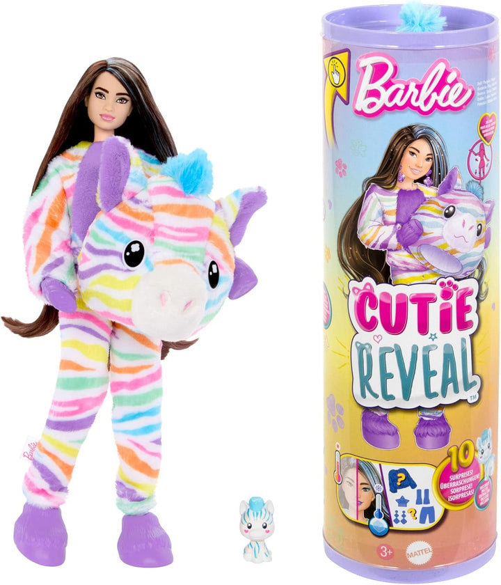 Barbie Cutie Reveal Doll și accesorii, costum de pluș Batik Bunny și 10 surprize cu schimbare de culoare, seria Color Dream, HRK38
