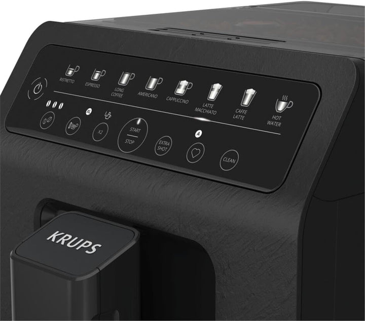 Aparat de cafea complet automat Krups EA897B Evidence Ecodesign, Funcție espresso și cappuccino automată, Tehnologie Quattro Force, Cești cu lapte cu o singură atingere, 8 presetări, sistem de lapte, 1450W