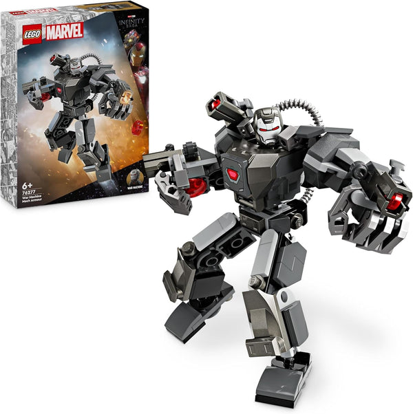 LEGO Marvel War Machine Mech, jucărie construibilă pentru supereroi cu 3 împușcătoare pentru copii, figură de acțiune legendară din MCU, cadou pentru băieți și fete de la 6 ani 76277