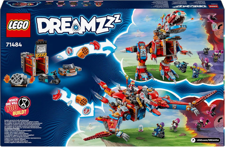 LEGO Dreamzzz 2-In-1 Coopers Dino-Mech C-Rex, jucărie Pterodactyl, T.Rex figurină de acțiune pentru băieți și fete, jucărie creativă, set de aventură, cadou pentru copii de la 9 ani 71484