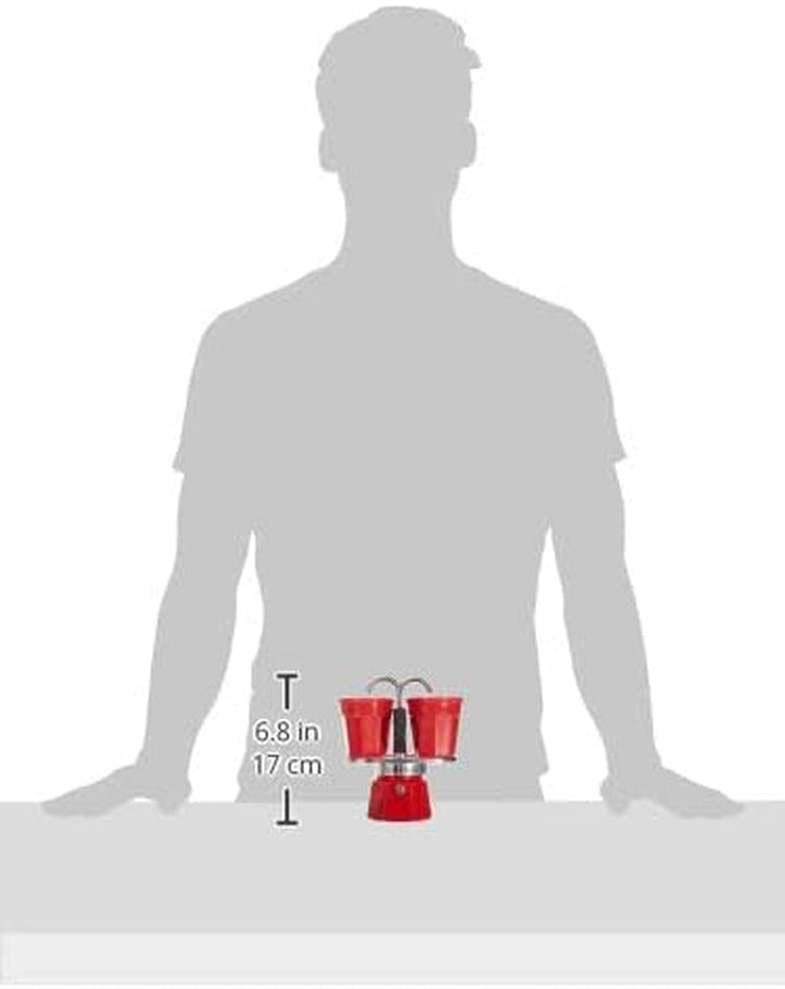 Bialetti - Mini Express Kandisky: Set Moka conține filtru de cafea pentru 2 cești (90ml) + 2 cești espresso, roșu, aluminiu