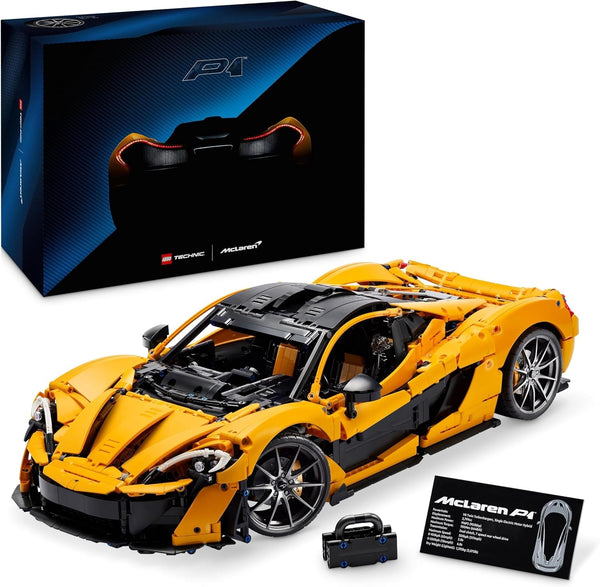 LEGO Technic Mclaren P1, set cu mașină super sport pentru adulți, cadou pentru fanii mașinilor, piesă de colecție la scară cu motor cu piston V8 și transmisie cu 7 trepte, model de mașină, set de mașini de jucărie 42172