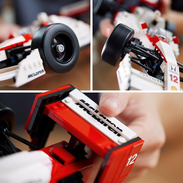 Set de mașini model LEGO Icons Mclaren MP4/4 & Ayrton Senna, kit de mașini de curse F1 pentru adulți cu mini-figură de pilot de curse, obiect de colecție, idee de cadou pentru bărbați, femei, el & ea 10330