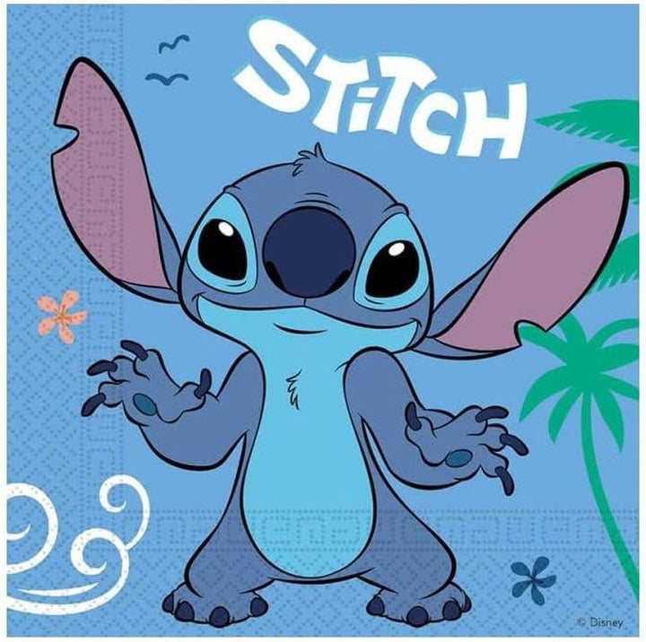 , 5072; 20 șervețele de hârtie, Ideal pentru petreceri și zile de naștere, Licență Stitch, Dimensiuni: 33 X 33 Cm, Pachet de 20 șervețele Stitch