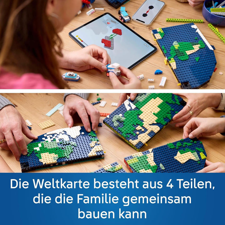 Amintiri de călătorie LEGO, harta lumii de jucărie, set de construit și jucat pentru fete și băieți, cadou pentru familiile care iubesc aventura și călătoriile, activitate creativă, de colecție 41838