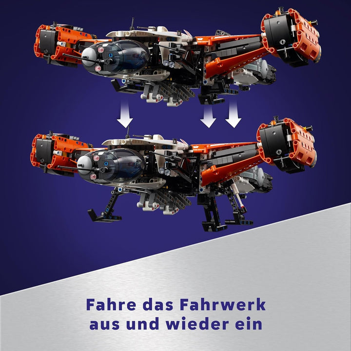 LEGO Technic Vtol transportor spațial LT81, set de construcție spațială, jucărie spațială, navă spațială, set de joacă cu mini-rover, cadou pentru băieți și fete cu vârsta peste 10 ani 42181