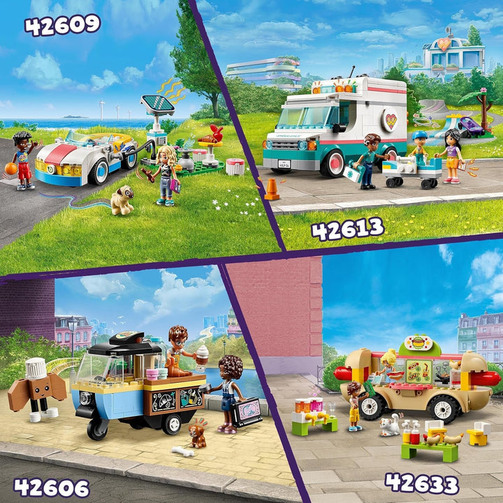 LEGO Friends Rolling Café, jucărie mică de copt pentru copii, cadou pentru fete și băieți de la 6 ani, jucărie educativă cu personajele Aliya, Jules și câinele Aira 42606