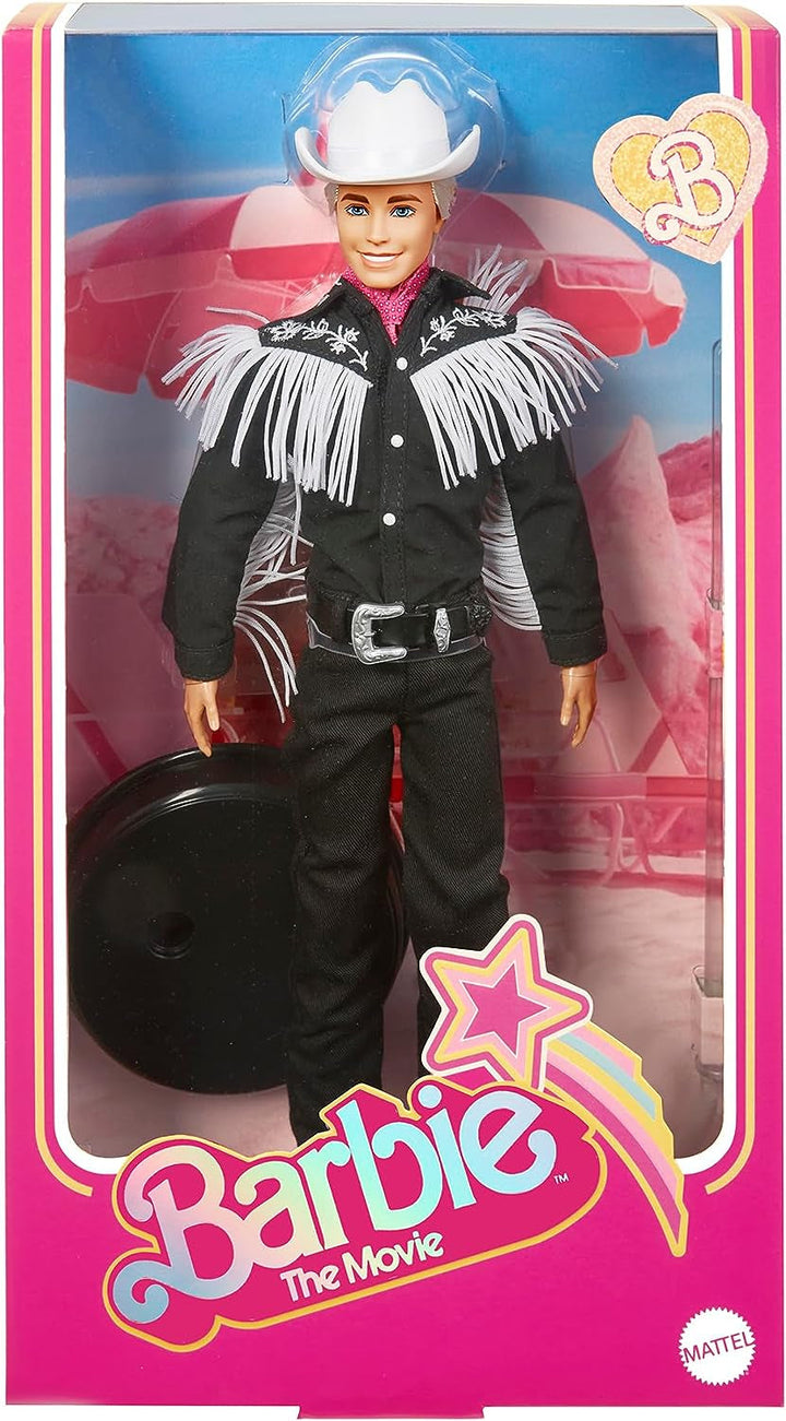 BARBIE the MOVIE Ken - Păpușă de colecție din lungmetraj cu ținută western, cămașă vintage, pălărie de cowboy, cizme albe, pentru copii de la 3 ani în sus, HRF30