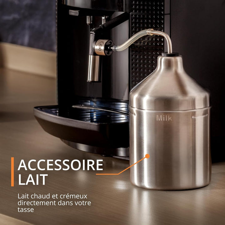 Aparat de cafea Krups Essential Cu tub de lapte, Funcție 2 căni, Afișaj LCD, Curățare ușoară, Aparat de cafea, Sigiliu Tüv, Negru, EA816031