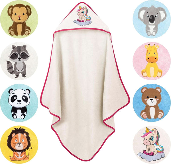 LAYNENBURG Premium Kapuzenhandtuch Baby - Badehandtuch Aus 100% Baumwolle - Oeko TEX - Handtuch Mit Kapuze Für Neugeborene & Kinder - Badetuch, Babyhandtuch Mädchen, Jungen (Einhorn 80 X 80Cm)