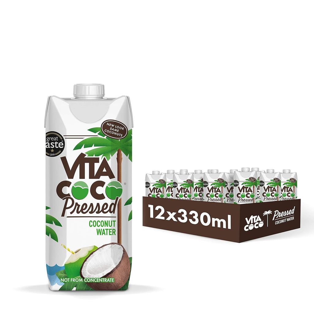 Vita Coco - Apă de nucă de cocos presată 12 X 330 ml, hidratantă naturală cu electroliți, fără gluten, plină de vitamina C și potasiu