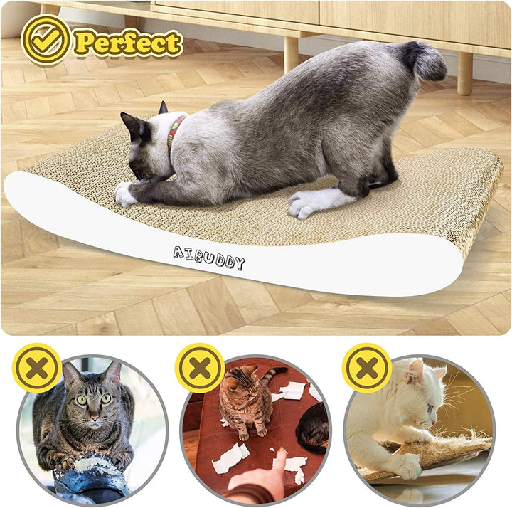 Zgâriator pentru pisici, covoraș curbat, reversibil, fabricat din carton, pat extensibil cu catnip organic [44 x 25 x 7 cm, carton și construcție de înaltă calitate]