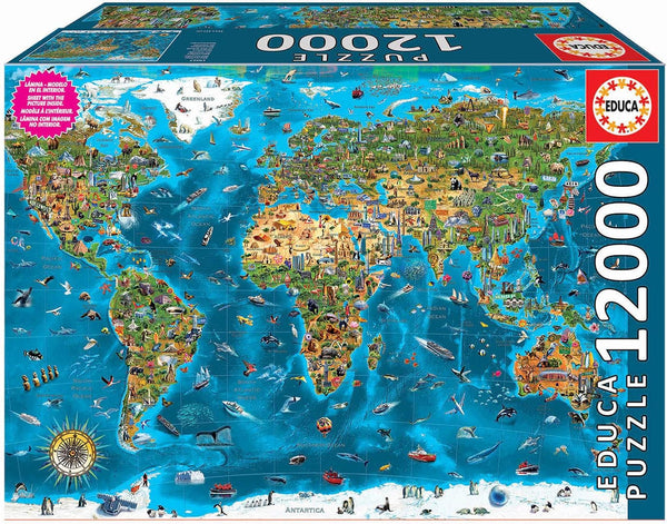 Educa - Minunea lumii, puzzle jigsaw 12000 piese adulți și copii de la 14 ani, harta lumii (19057)