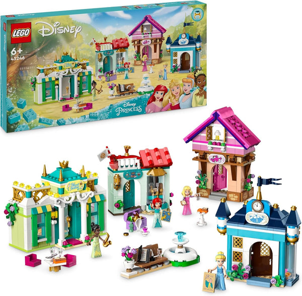 LEGO Disney Princess: Disney Princess Adventure Market, casă de jucărie cu 4 păpuși, inclusiv Cenușăreasa și Ariel, Playset cu harta comorii, cadou pentru fete și băieți de la 6 ani 43246