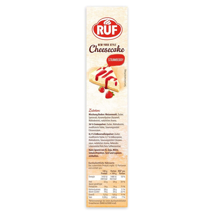 RUF New York Cheesecake Strawberry No Bake, Cheesecake american original cu sos de căpșuni, 360 grame