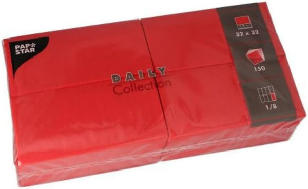 PAPSTAR 150 șervețele "Daily Collection" 1/8-fold 32 Cm X 32 Cm Roșu
