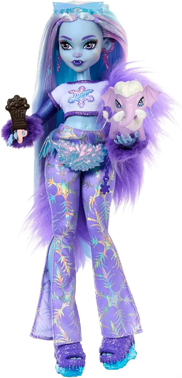 Monster High Abbey Bominable Yeti cu animal de companie Mammoth și accesorii - aspect Spook-tastic Snowflake pentru copii 4+, HNF64