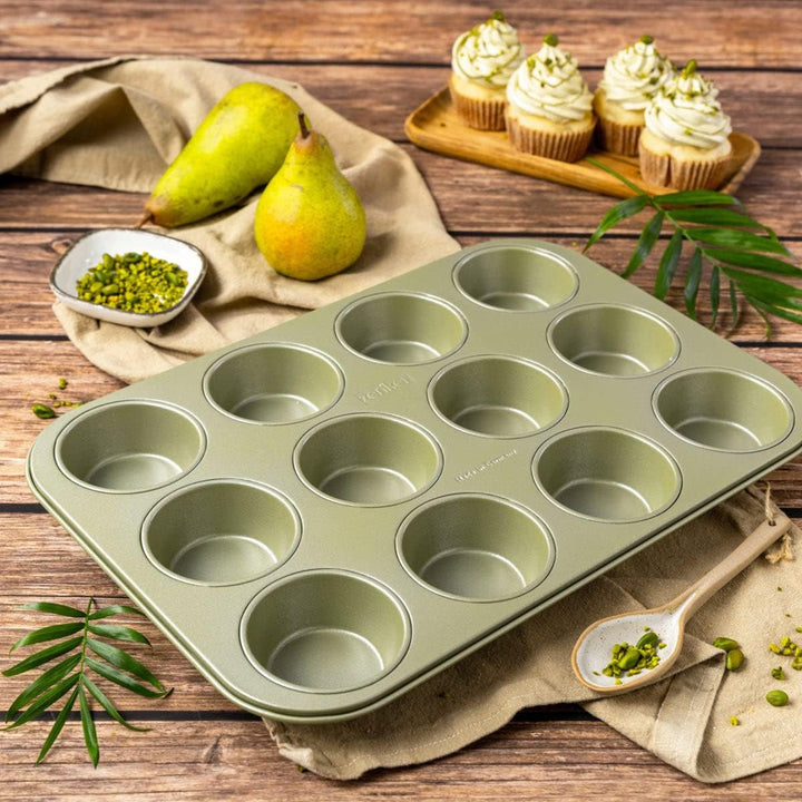 Zenker Muffinform Für 12 Stück – Ressourcenschonende Und Klimaneutrale Backform Für Muffins Und Cupcakes – 12Er Muffinblech Mit Veganer Antihaftbeschichtung