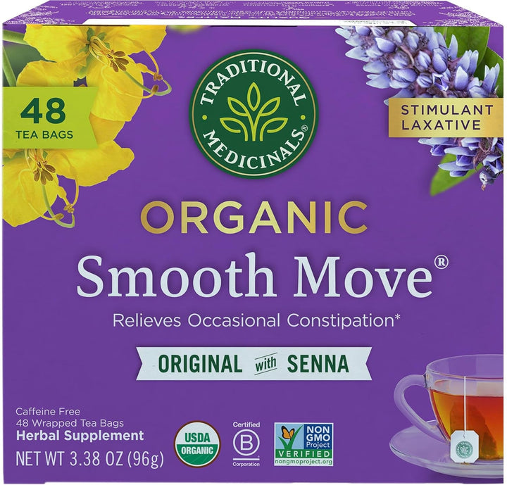 Tea, Organic Smooth Move, Relieves Occasional Constipation, Senna - 48 Tea Bags Tea USA Naty Shop Smooth Move Original 48 Count