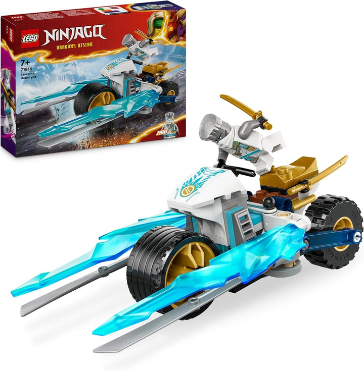 Motocicleta cu înghețată a lui LEGO NINJAGO Zane, set de joacă Ninja cu 1 minifigurină, jucărie de acțiune, vehicul mic construibil pentru copii, cadou pentru băieți și fete de la 7 ani 71816