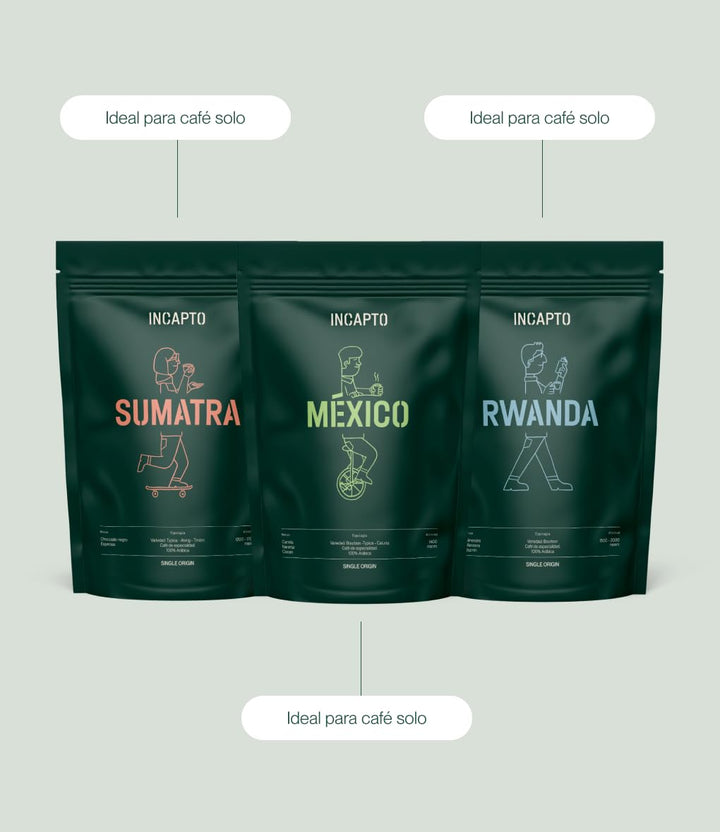 Incapto Exotische Kaffeeset | Spezialitäten-Kaffeebohnen Natur | Herkunft - Ruanda, Sumatra Und Mexiko | Specialty Coffee +80 Punkte SCA | 3 Pakete À 500G