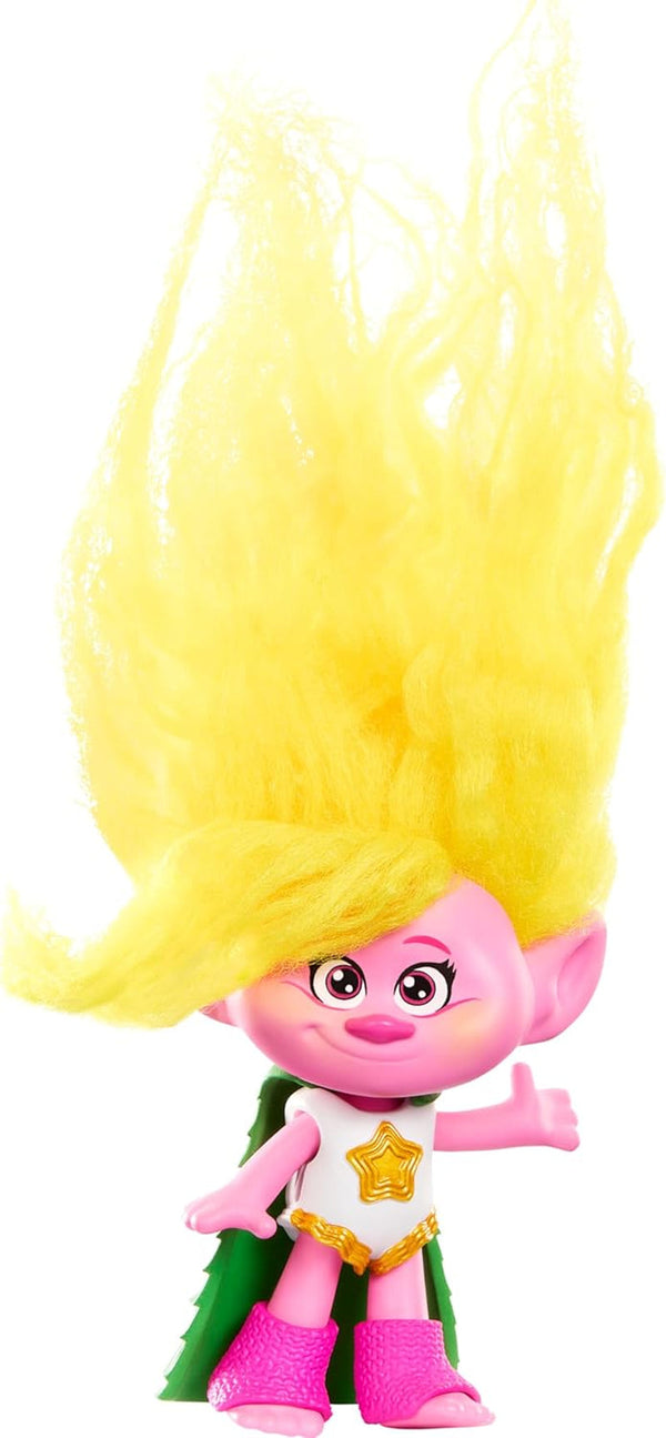 Mattel DREAMWORKS TROLLS Together Strong - păpuși Queen Poppy, Viva, Branch, Guy Diamond cu Tiny Diamond cu păr de pluș și 5 articulații, pentru copii de la 3 ani, HNF07