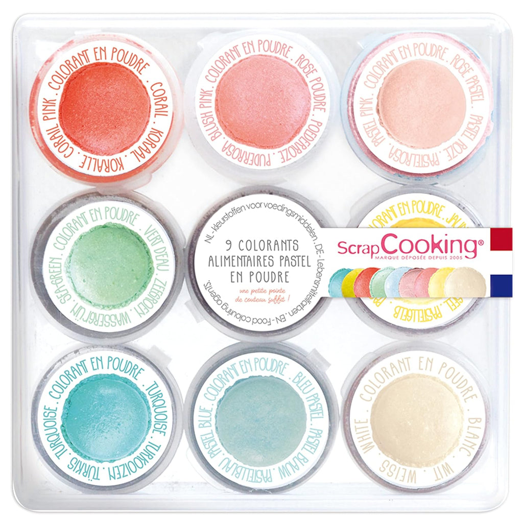 ScrapCooking - Set 9 coloranti pudra, nuante pastel, 15 grame total