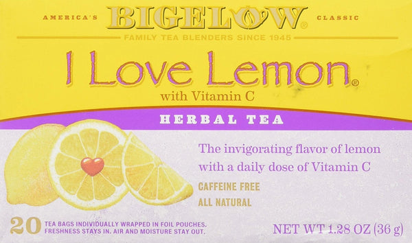 Tea Bags, I Love Lemon, 20 Count (Pack of 3) Tea USA Naty Shop Default Title