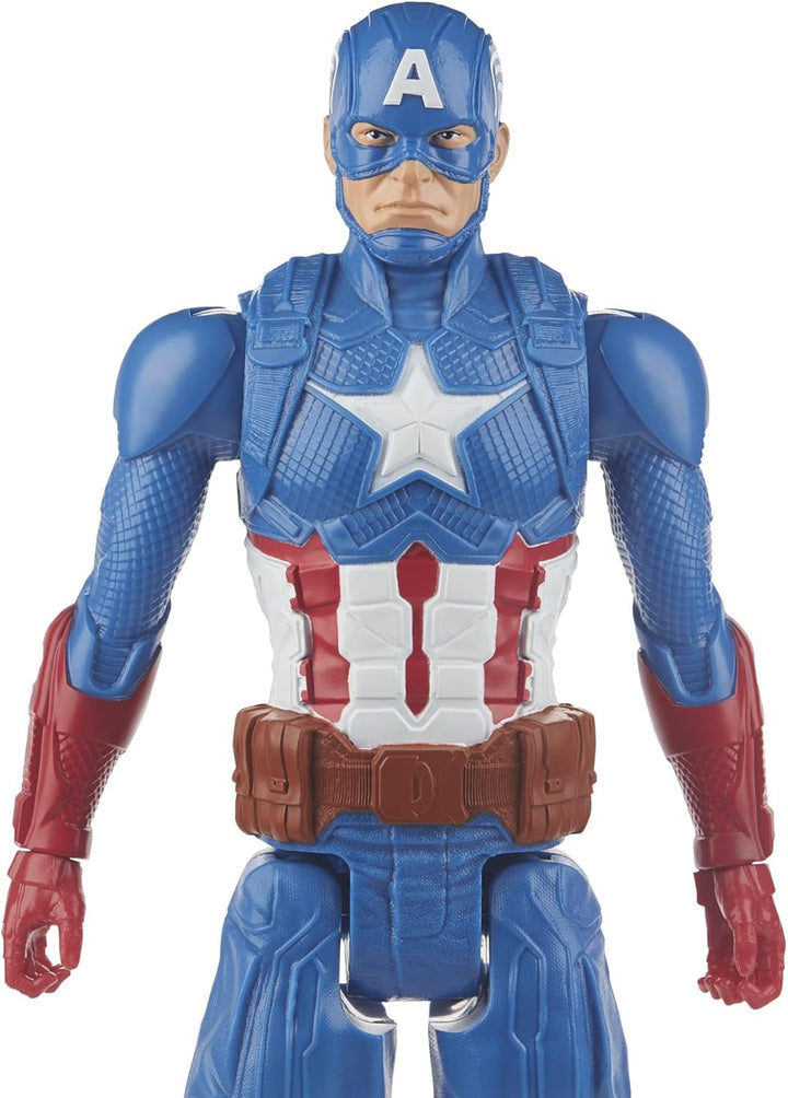 Marvel Avengers Titan Hero Series Blast Gear Captain America Action Figure, jucărie mare de 30 cm, pentru copii cu vârsta peste 4 ani, albastru