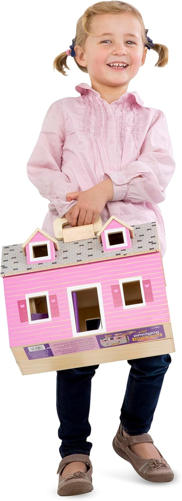 Casa de păpuși Melissa & Doug de pliat și luat cu tine | Casă de păpuși și păpuși | Playsets | 3+ | Cadou pentru băieți sau fete Casute de papusi Naty Shop