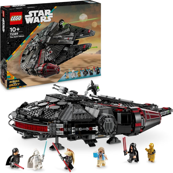 LEGO Star Wars Dark Millennium Falcon, Set navă stelară, Jucărie de construcție pentru copii, Cadou aniversar pentru băieți, fete și fani, Jucărie de aventură 75389
