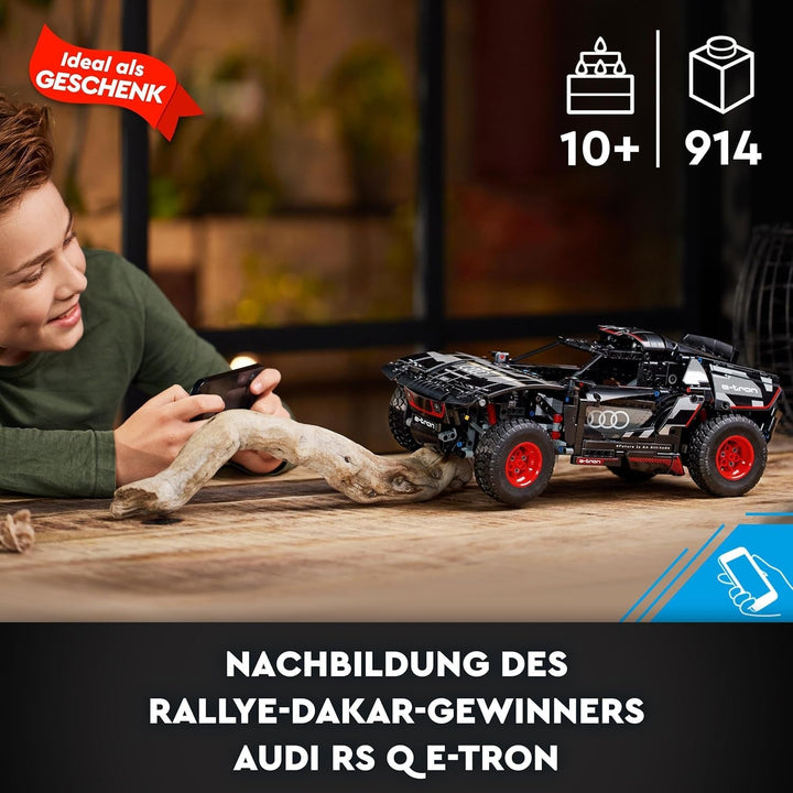 LEGO 42160 Technic Audi RS Q E-Tron, mașină de raliu controlată de la distanță, Dakar rally off-road car, RC controlat prin aplicație cu Control +, cadou pentru băieți, fete și fani de la 10 ani pentru a construi