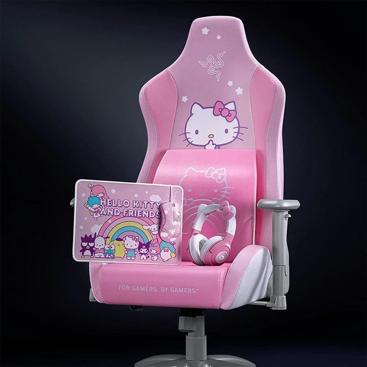 Razer Lumbar Cushion - Suport ergonomic pentru scaune de gaming cu postură perfectă (modelat pentru zona lombară, umplutură cu spumă de memorie, plic moale de catifea) Hello Kitty and Friends Ed.
